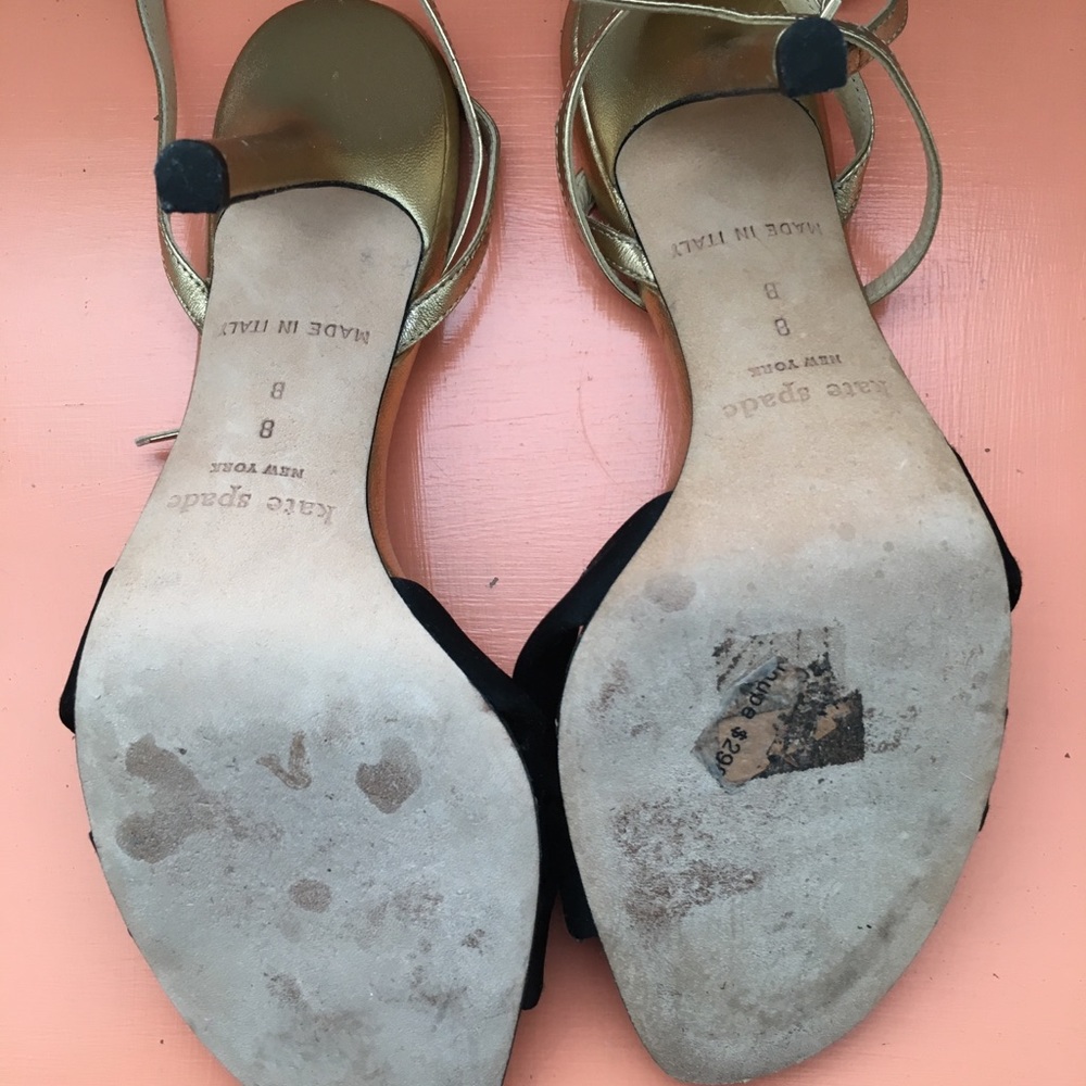Kate Spade Black Satin &Gold Loupe Formal Shoes - Picture 4 of 4